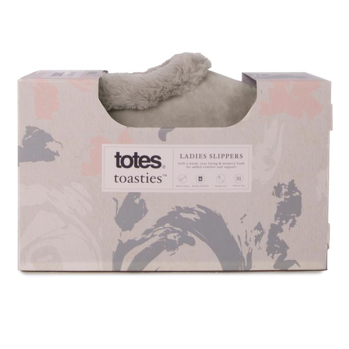 totes toasties® Ladies Microsuede Shoot Slippers Grey Extra Image 7